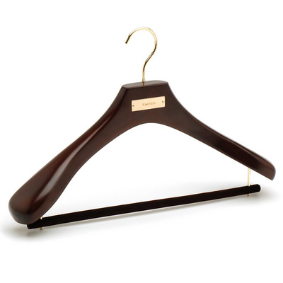 LINDON Premium Custom Logo Dark Walnut Stylish Luxury Wooden Coat Suit Jacket Clothes Hanger for Display