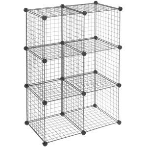 Lindon DIY Closet Cabinet 6-Cube Wire Storage Shelves Metal Grid Storage for Living Room, Home, Office