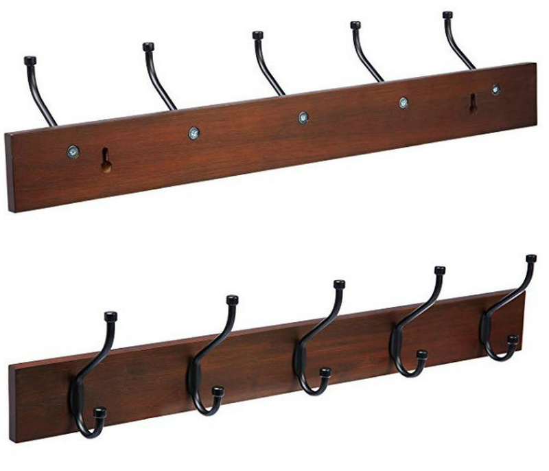 Made in China solid wooden coat rack towel wall mounted hanger hook with shelves