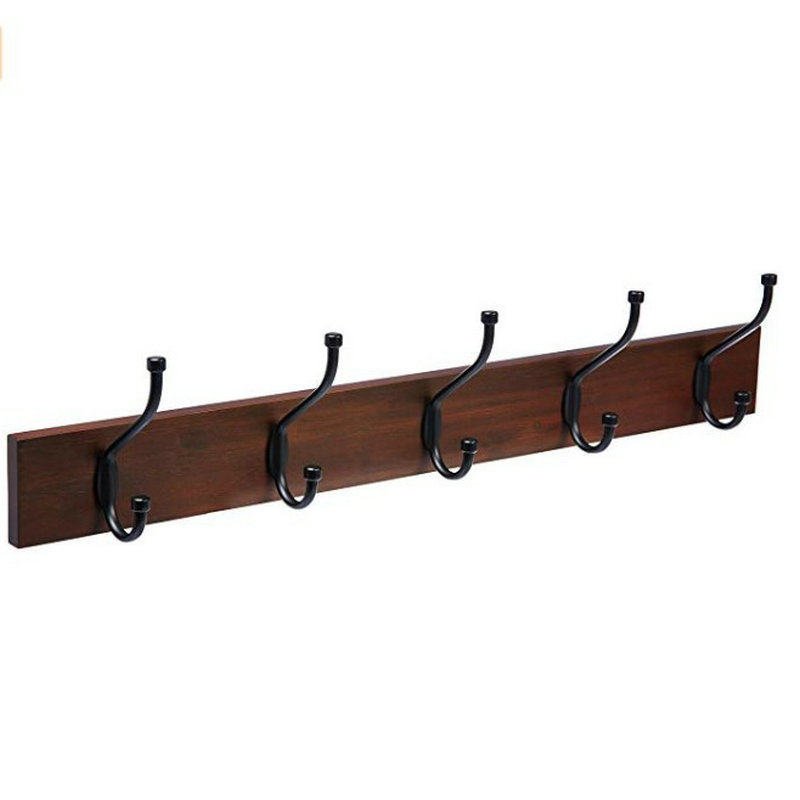 Made in China solid wooden coat rack towel wall mounted hanger hook with shelves