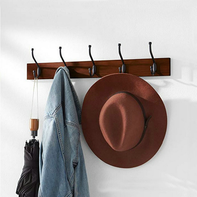 Made in China solid wooden coat rack towel wall mounted hanger hook with shelves