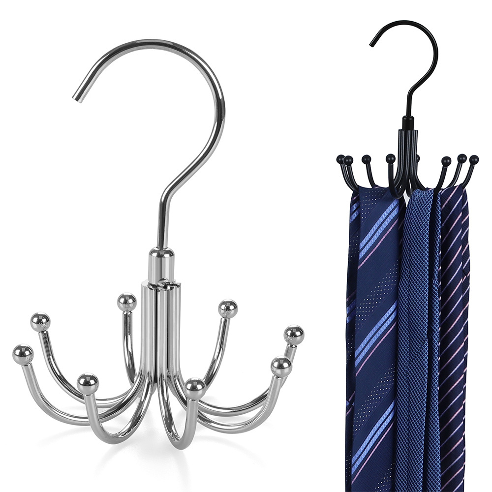 LINDON 2023 New Design Stainless Steel 8 Hooks Metal Rack Scarves Clothes Bags Shoes Hats Handbags Belt Tie Hanger for Closet