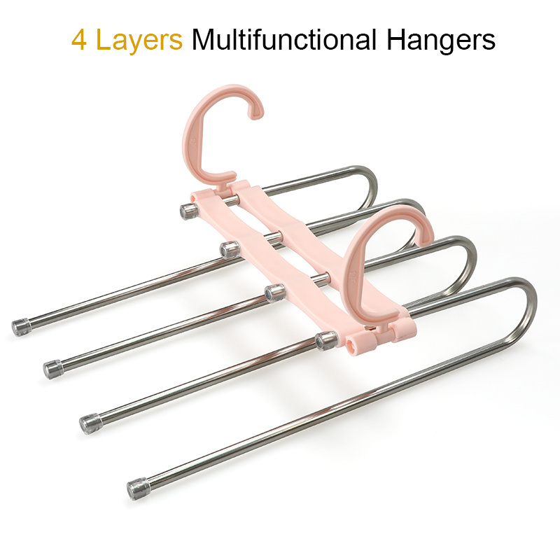 LINDON Multifunction Magic Hanger Multi Layers Space Saving Foldable Pants Hangers