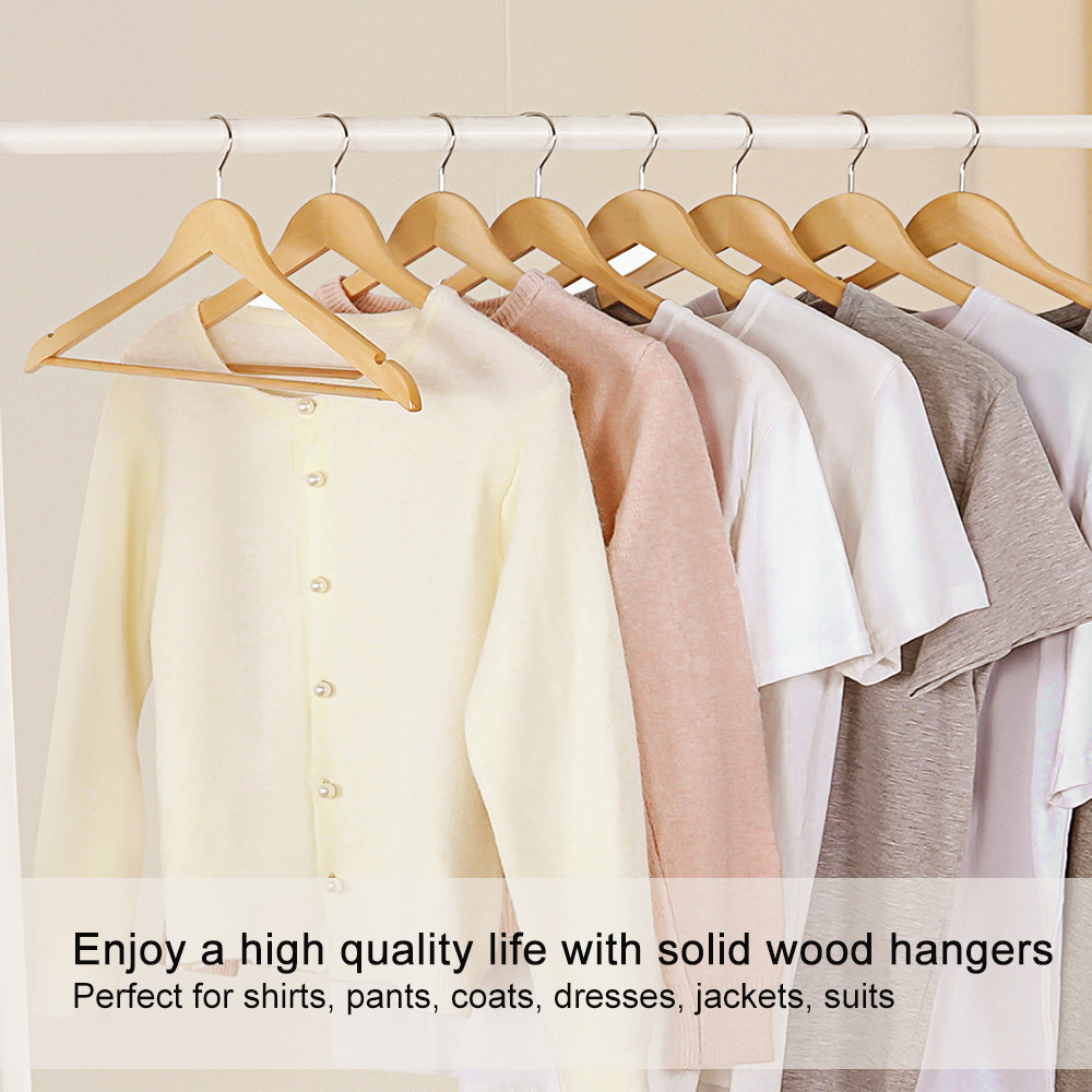 Lindon Wooden Hangers in Natural,White,Black,Cherry,Antique Color,Suit Clothes Hanger with Non Slip Pants Bar