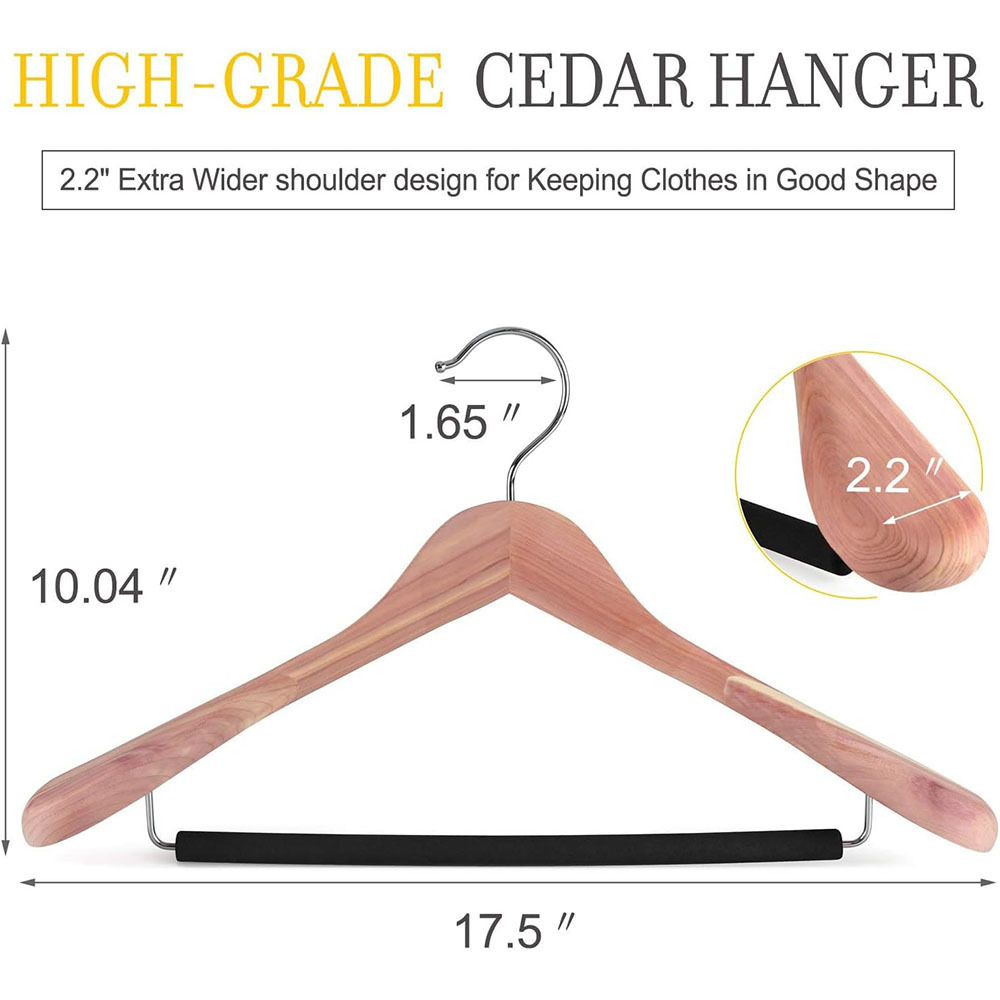 LINDON No Painting Unfinished Extra Wide Shoulder Luxury Cedar Wood Coat Hangers