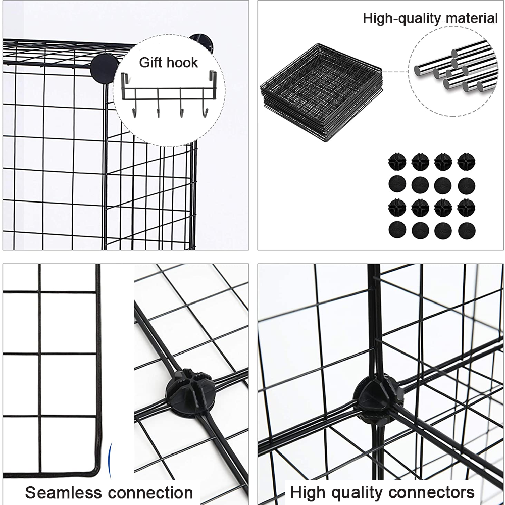 Lindon DIY Closet Cabinet 6-Cube Wire Storage Shelves Metal Grid Storage for Living Room, Home, Office