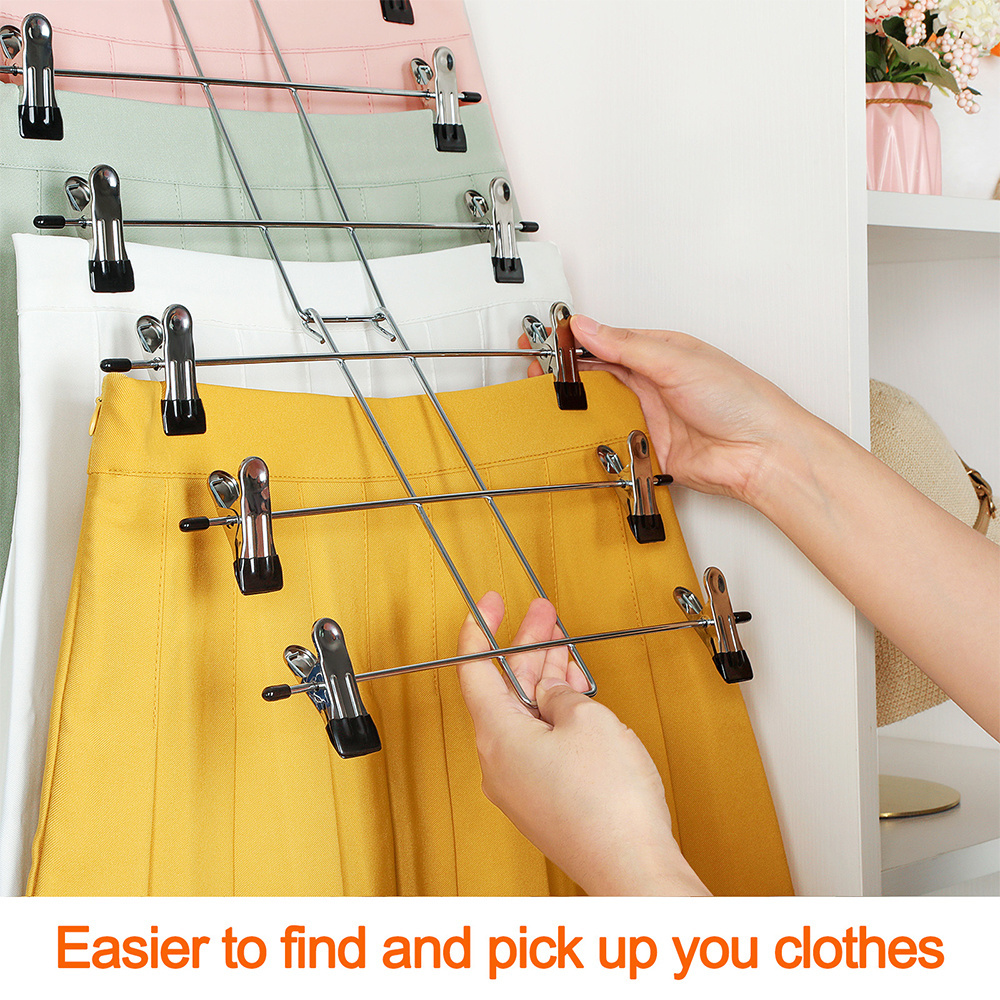 LINDON Premium 6 Tier Closet Organizers Foldable Multifunctional Magic Space Saving Pants Skirt Hangers with Clips