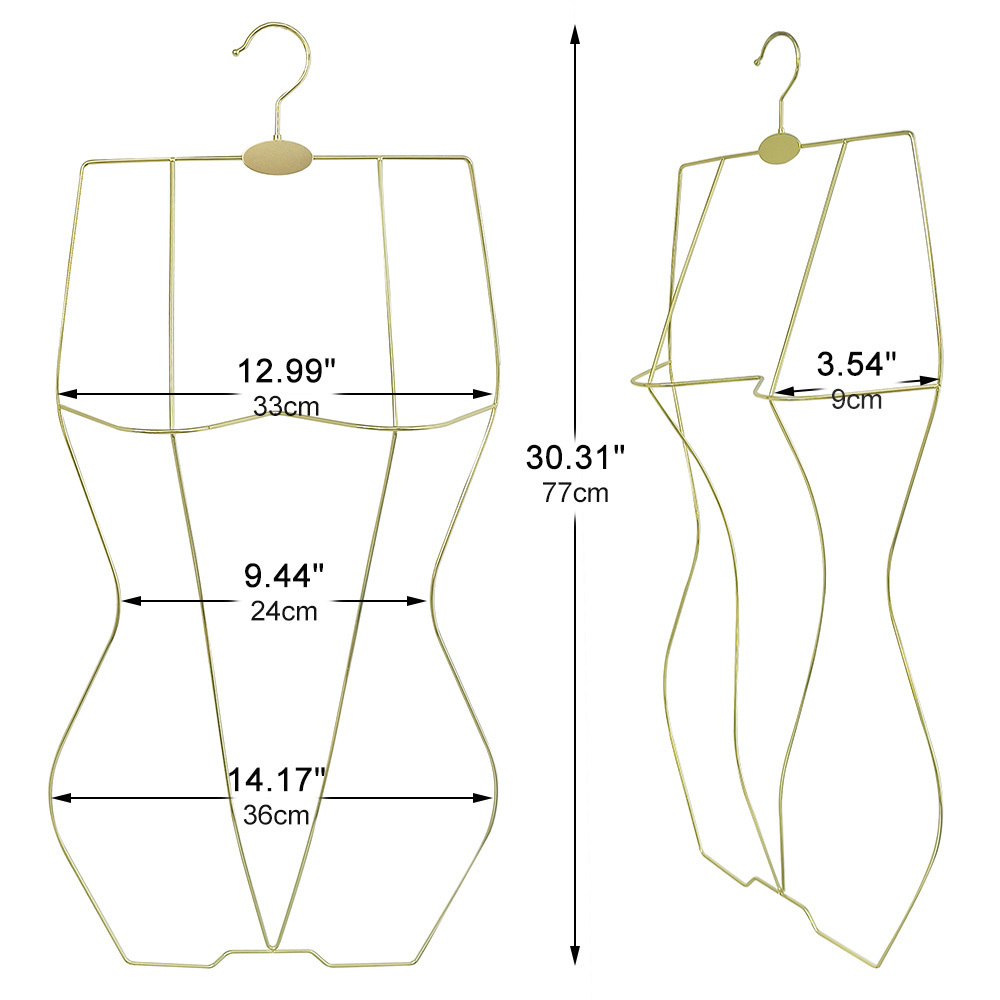 LINDON Full Body Shape Rack Gold Wire Swimwear Display Hanger for Dress Bikini Lingerie