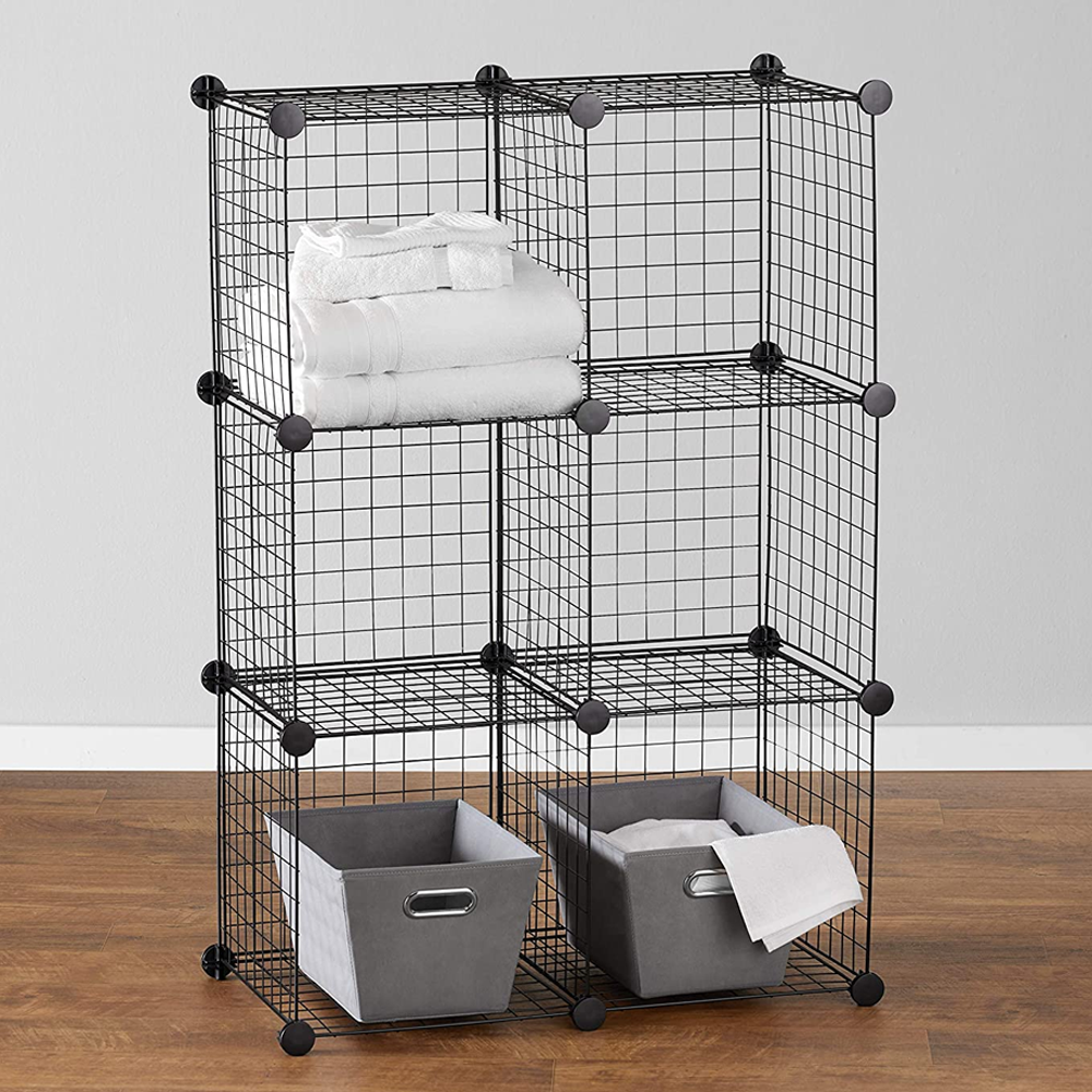 Lindon DIY Closet Cabinet 6-Cube Wire Storage Shelves Metal Grid Storage for Living Room, Home, Office