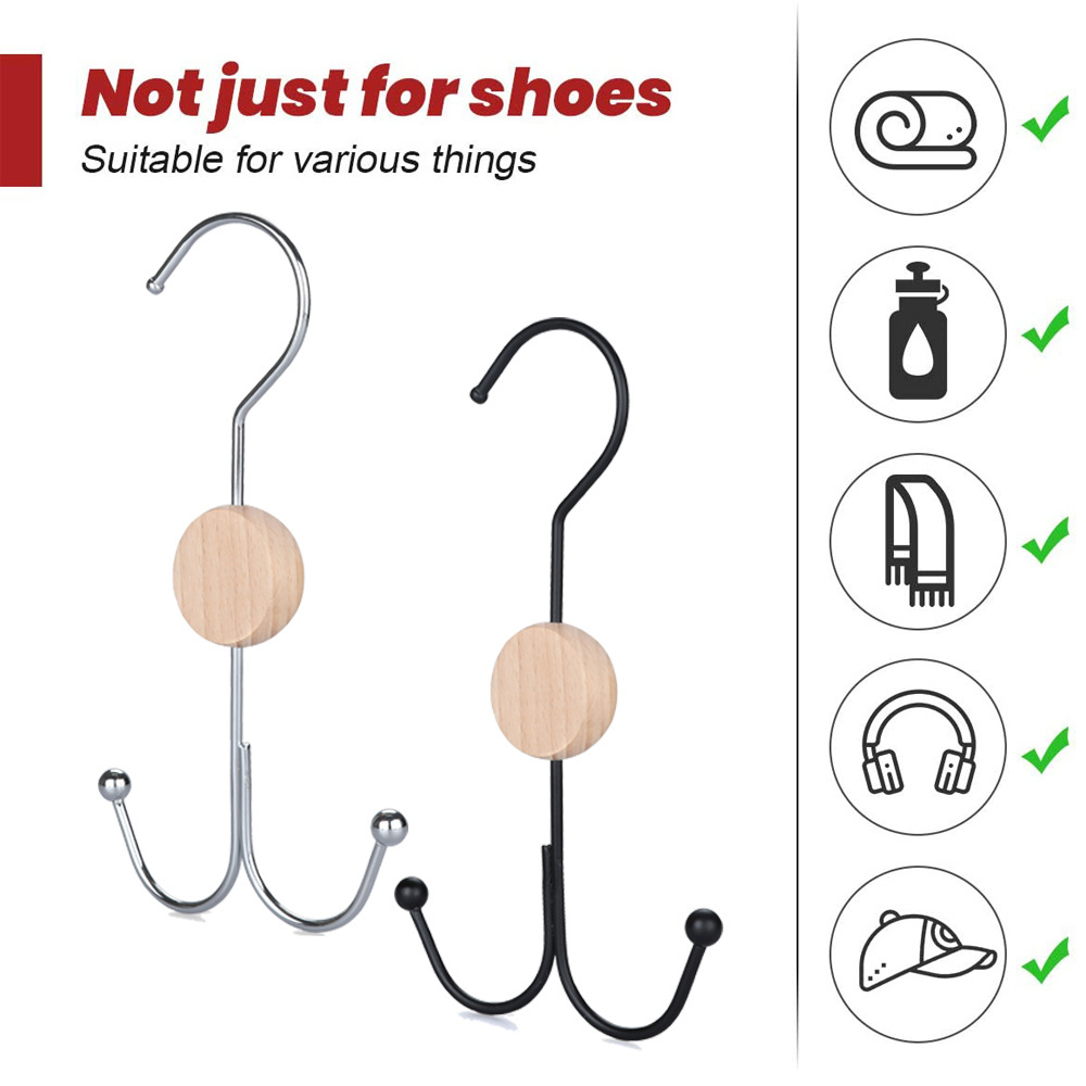 LINDON Multi-Function Sturdy Shoe Hanger Hanging Shoe Hat Towel Scarf Metal Wood Hooks