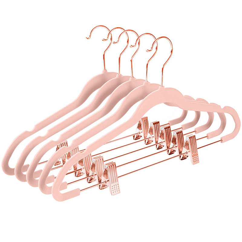 LINDON Wholesale Pink Velvet Hangers Premium Ultra Thin Heavy Duty Hangers Closet Rack Fabric Velvet Hangers for Clothes