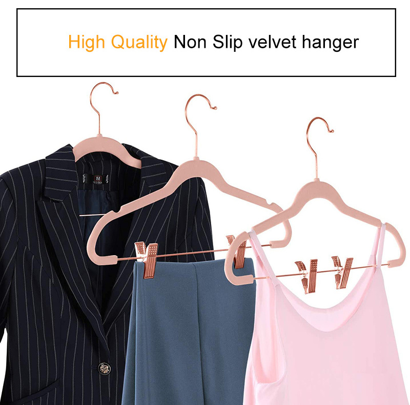 LINDON Wholesale Pink Velvet Hangers Premium Ultra Thin Heavy Duty Hangers Closet Rack Fabric Velvet Hangers for Clothes