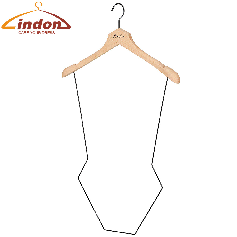 LINDON Customized High Quality Full Body Shape Brand Wooden Swimwear Swimsuit Bikini Hangers For Display