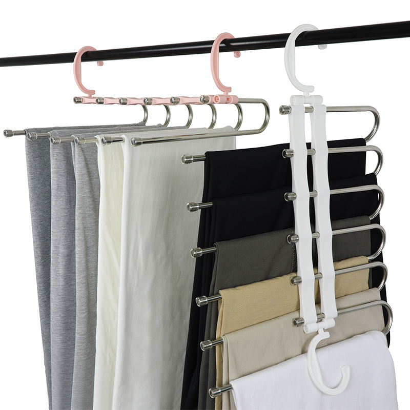 LINDON Multifunction Magic Hanger Multi Layers Space Saving Foldable Pants Hangers