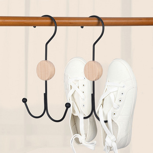 LINDON Multi-Function Sturdy Shoe Hanger Hanging Shoe Hat Towel Scarf Metal Wood Hooks