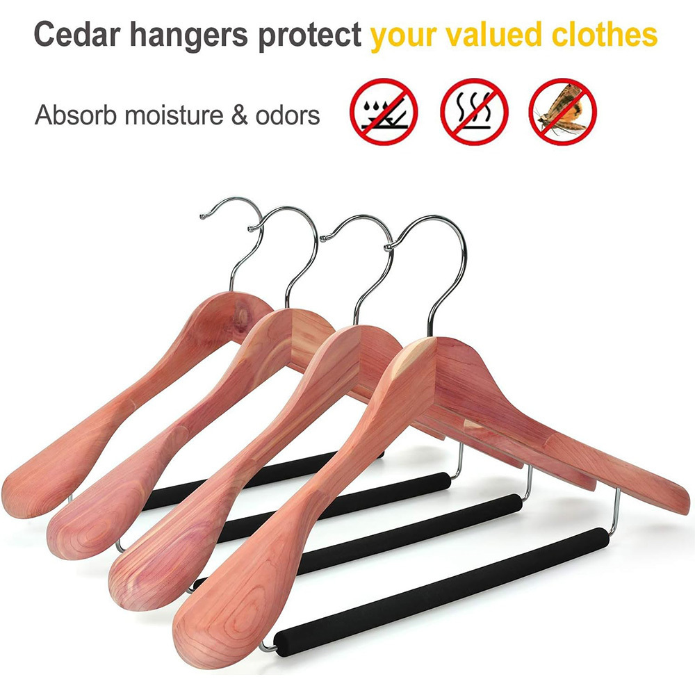 LINDON No Painting Unfinished Extra Wide Shoulder Luxury Cedar Wood Coat Hangers