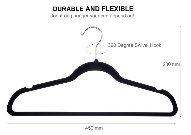 Lindon Velvet Hanger 50 Pack Space Save Non-slip Padded Rose Gold Hook Flocked White and Black Velvet Clothes Hangers