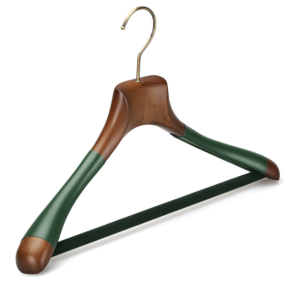 LINDON High Quality Wooden Clothing Hangers Custom Coat Leather wooden hanger