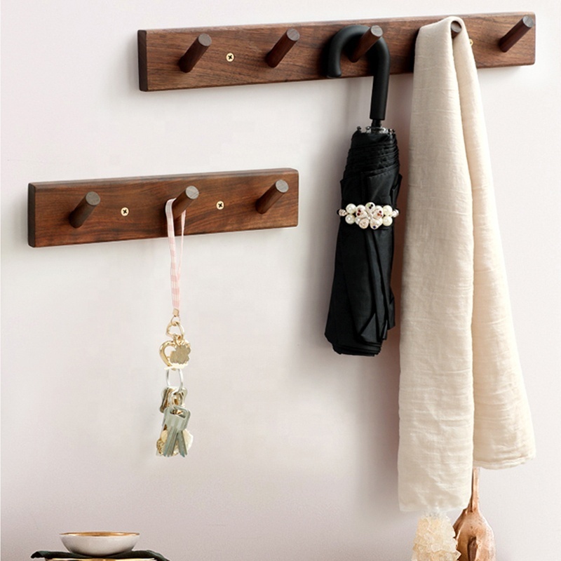 Wholesale Clothes Bag Key wall coat rack With 3 to 6 Hooks Luxury Wood Door Wall Hanger