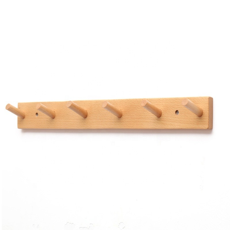 Wholesale Clothes Bag Key wall coat rack With 3 to 6 Hooks Luxury Wood Door Wall Hanger