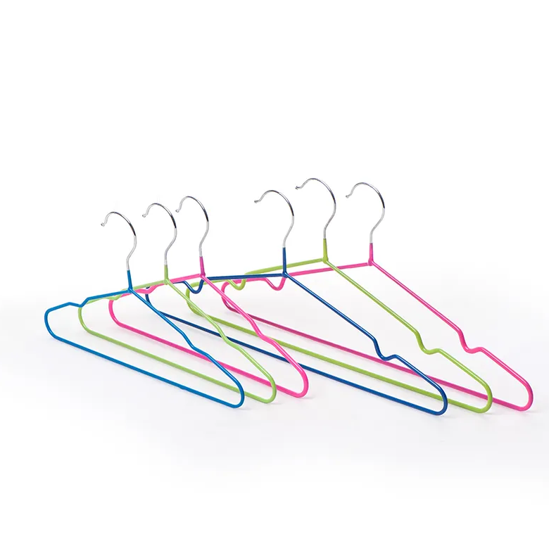 Custom non-slip pvc coated coating wire hanger with metal chrome  hooks