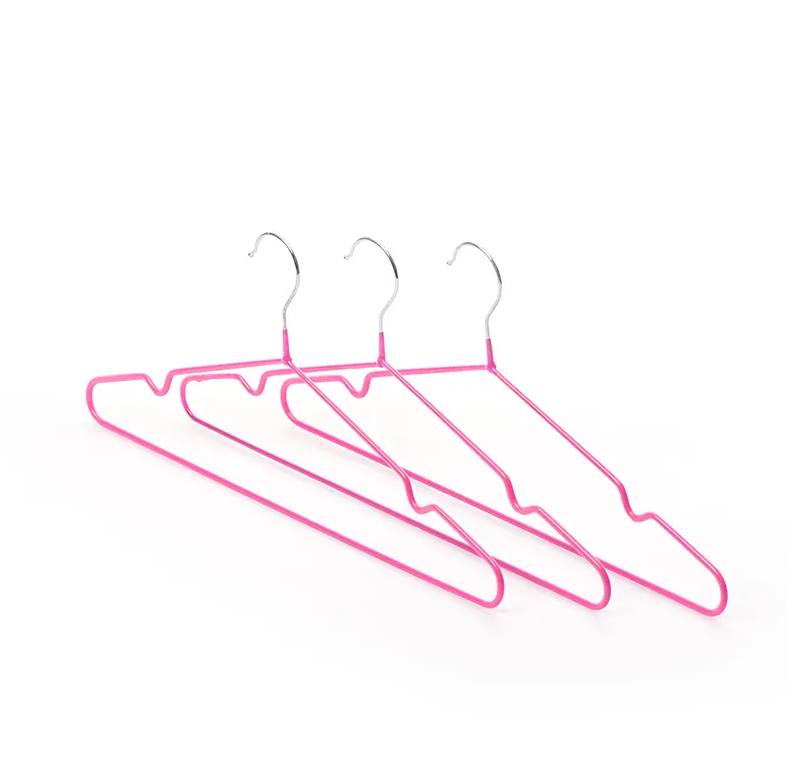 Custom non-slip pvc coated coating wire hanger with metal chrome  hooks