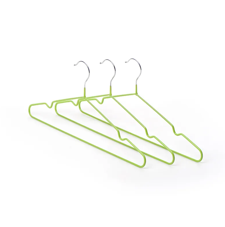 Custom non-slip pvc coated coating wire hanger with metal chrome  hooks