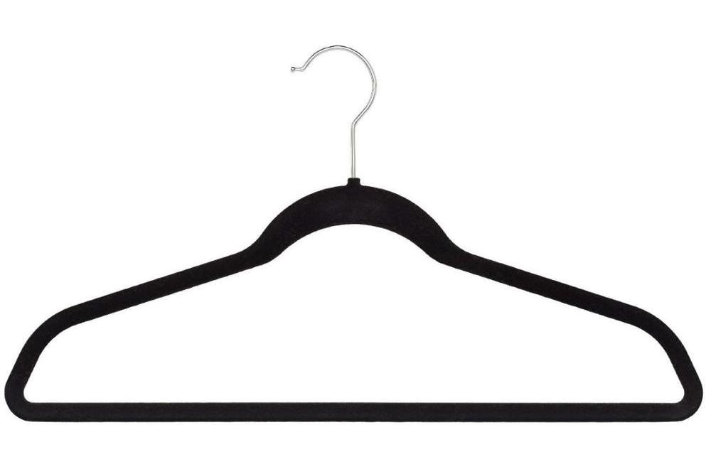 Deluxe Custom Space Saving Non-Slip Black Flock Velvet Coat Suit Hanger, Velvet Hanger