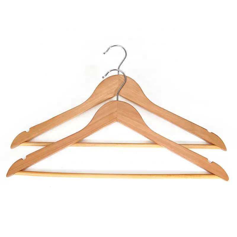 Wholesale Supermarket Supplier Non Slip Notched Closet organizer garment map Wooden coat Hangers