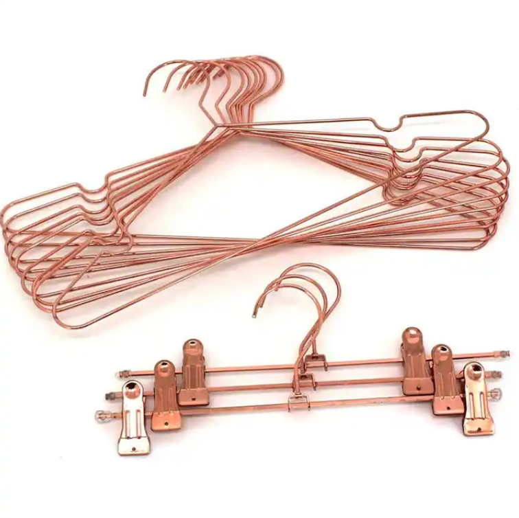 Hot sale clothes hanger metal hangers custom metal rose gold wire coat hanger