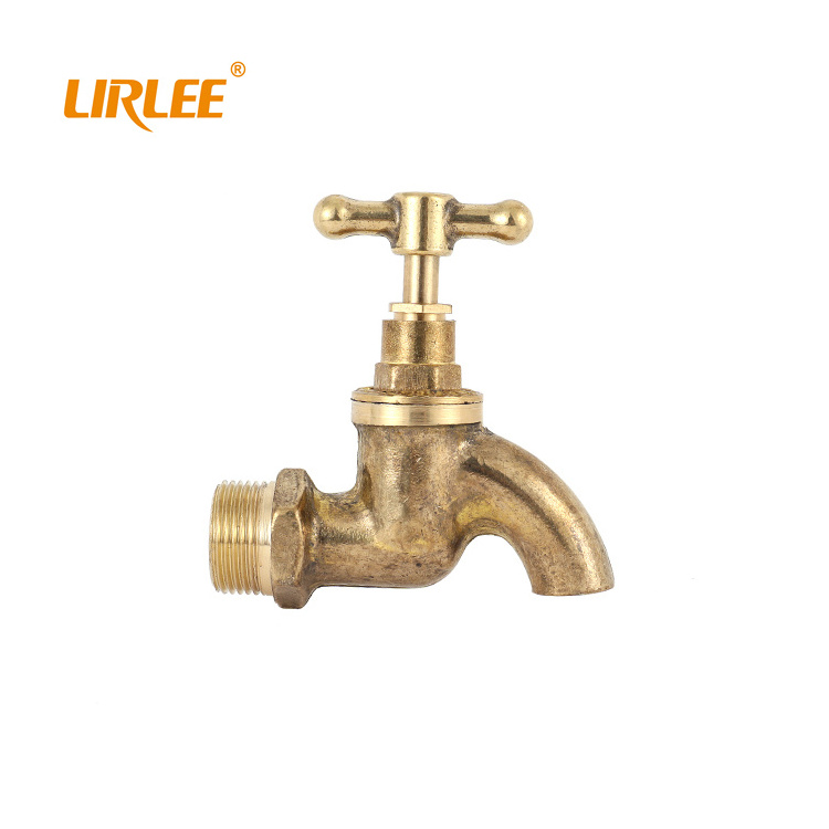 LIRLEE OEM Outdoor Brass Bibcock Elbow Water Tap Faucets