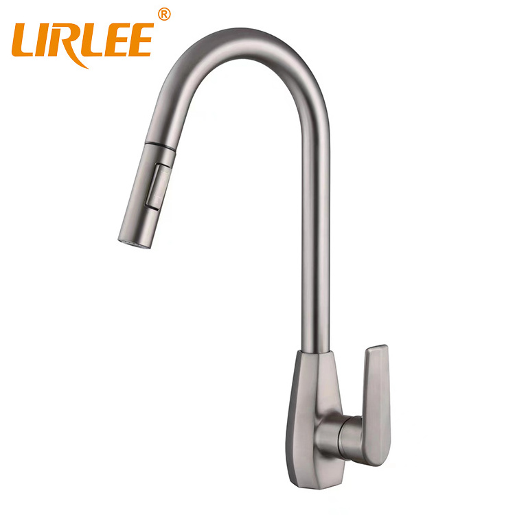 LIRLEE brass wall mount nickel brass black sink faucet kitchen faucet torneira cozinha with pull out sprayer