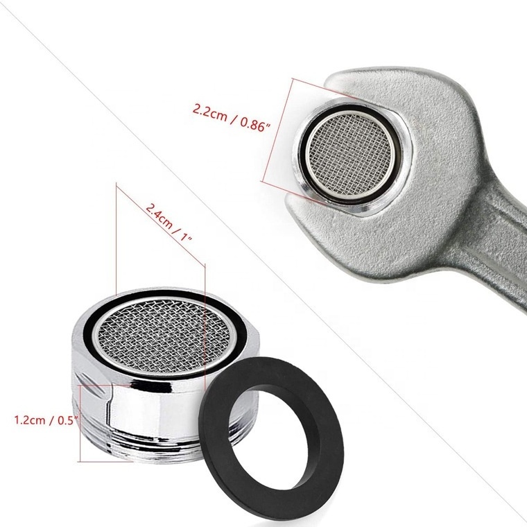 24MM Thread Faucet Aerator Bathroom Kitchen Sink Aerator Replacement Parts with a Faucet Aerator Wrench