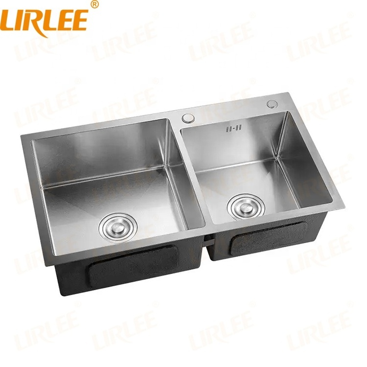 New Product Double Kitchen Sink 304 Stainless Steel Hand Wash Basin In Kitchen Farmhouse Kitchen Sinks