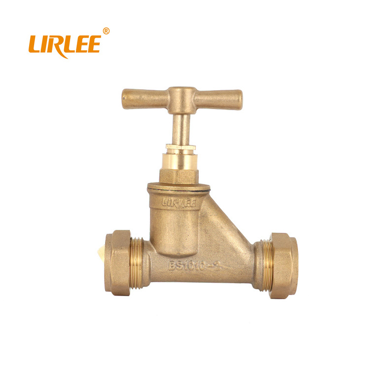 LIRLEE Factory Wholesale Brass Forged Compression End Stop Valve The Brass Mains Stop Tap For Water Oil Gas Stop Valve