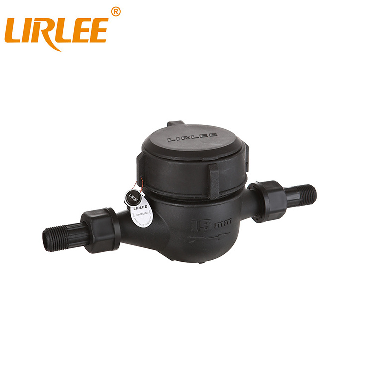 LIRLEE Durable Nylon Plastic Housing Home Use Single Jet Dry Type Dial Cold Water Meter DN15