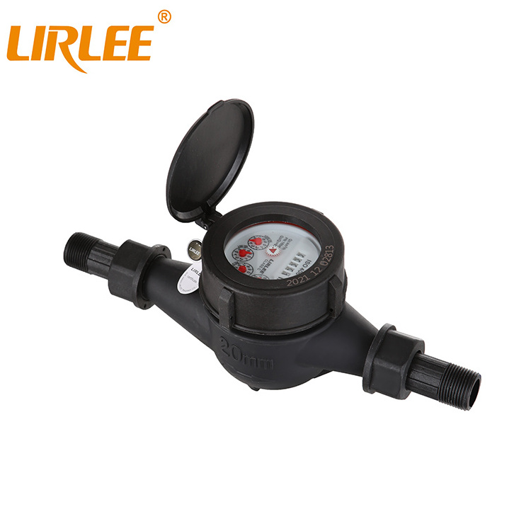 LIRLEE Durable Nylon Plastic Housing Home Use Single Jet Dry Type Dial Cold Water Meter DN15