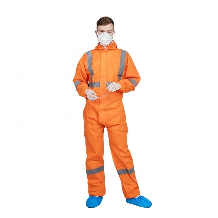 Customized Disposable Coverall Suit  With Hooded For Work Wear Coverall Disposable Overalls PPE Microporous Coveralls