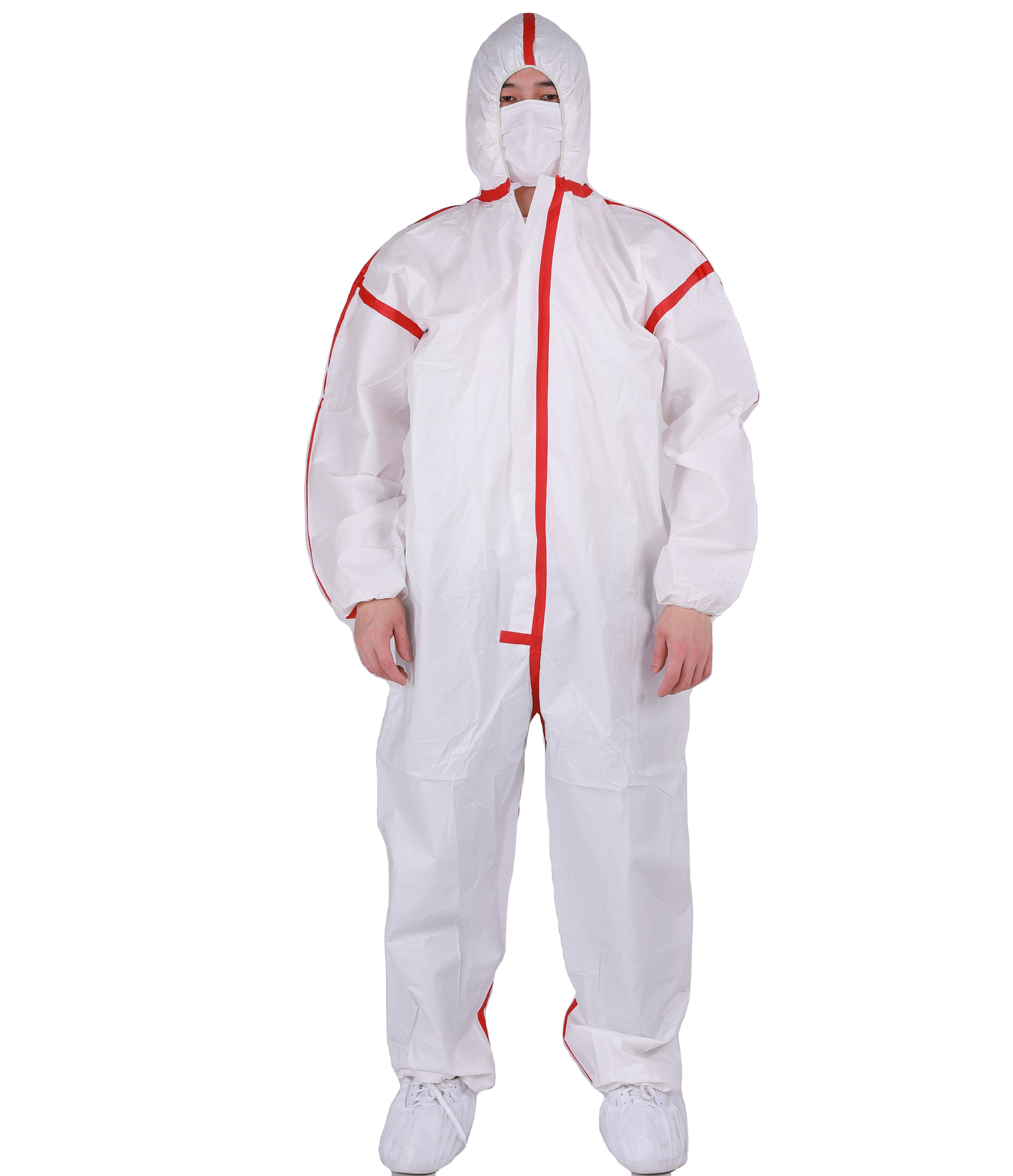 Disposable Coverall Suit PPE Safety Clothing Wafer-Proof Microporous SF Overalls with Red Tape Work Uniform Overol