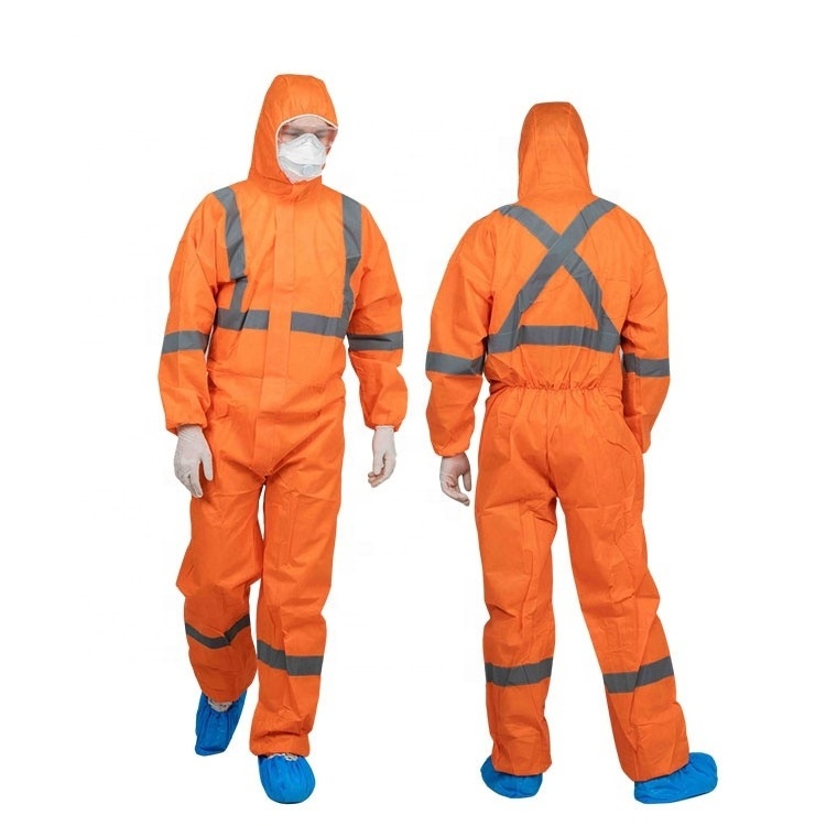 Customized Disposable Coverall Suit  With Hooded For Work Wear Coverall Disposable Overalls PPE Microporous Coveralls