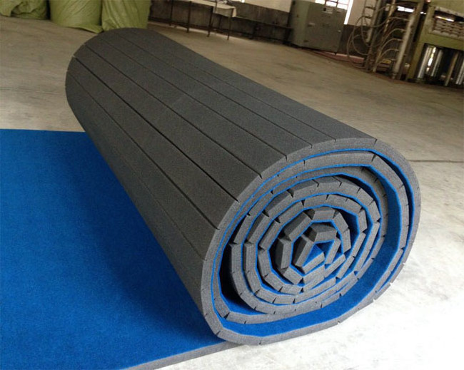 Factory supply High Quality Roll out folding foam cheerleading mat carpet bonded foam roll mat for sale