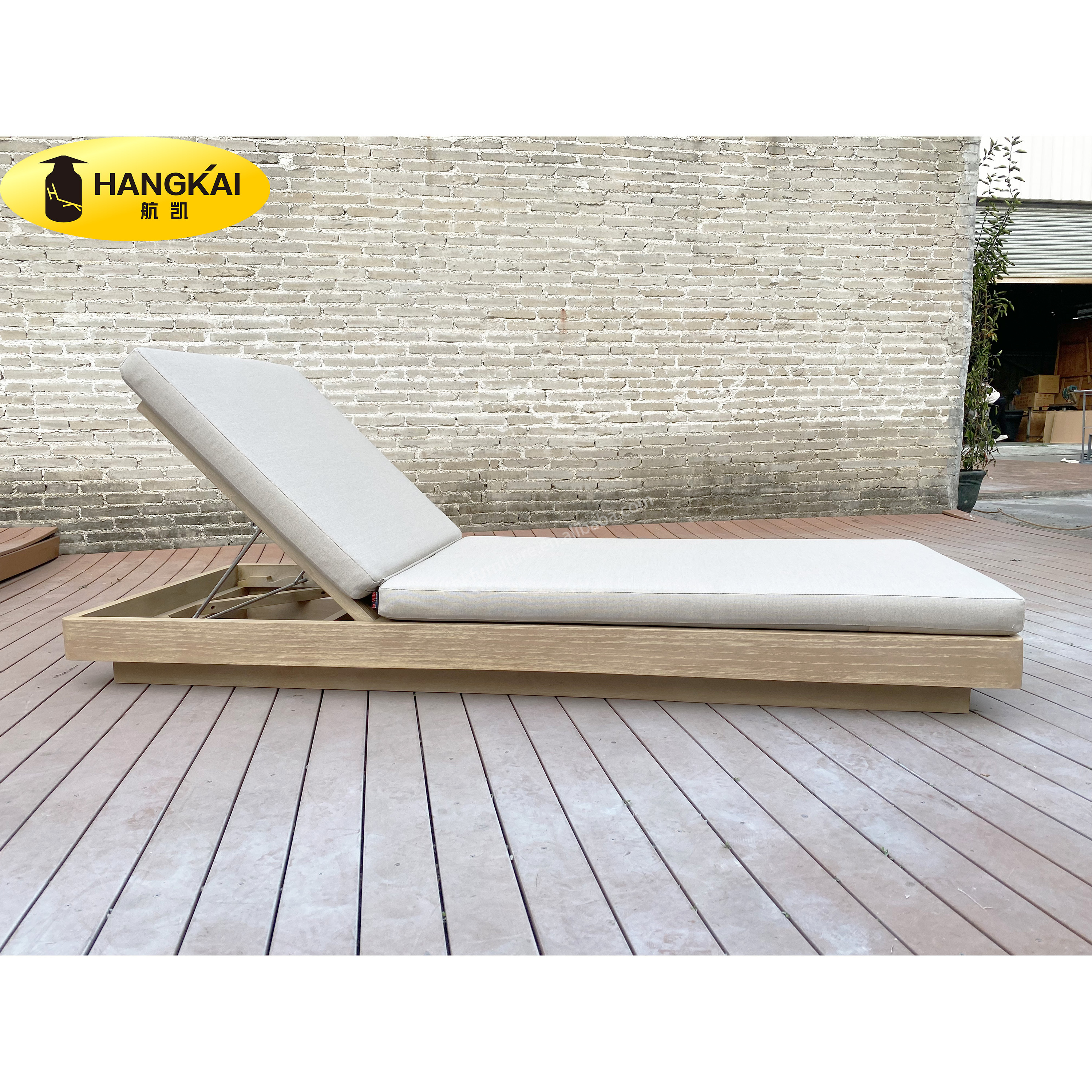 Luxury All Weather Teak Outdoor Furniture Patio Garden Wood Sun Lounger Solid Teak Wood Furniture Wood Sunbed