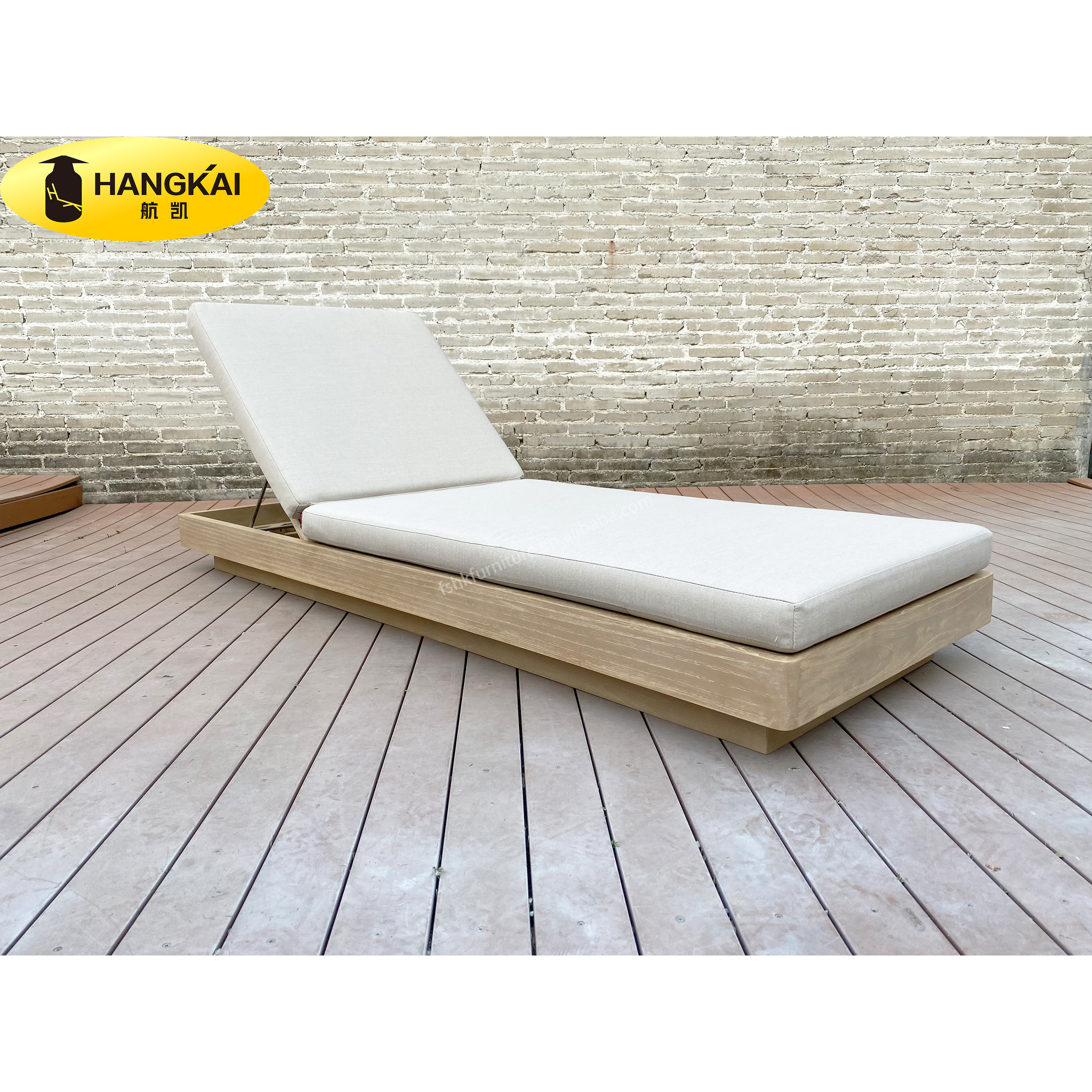 Luxury All Weather Teak Outdoor Furniture Patio Garden Wood Sun Lounger Solid Teak Wood Furniture Wood Sunbed