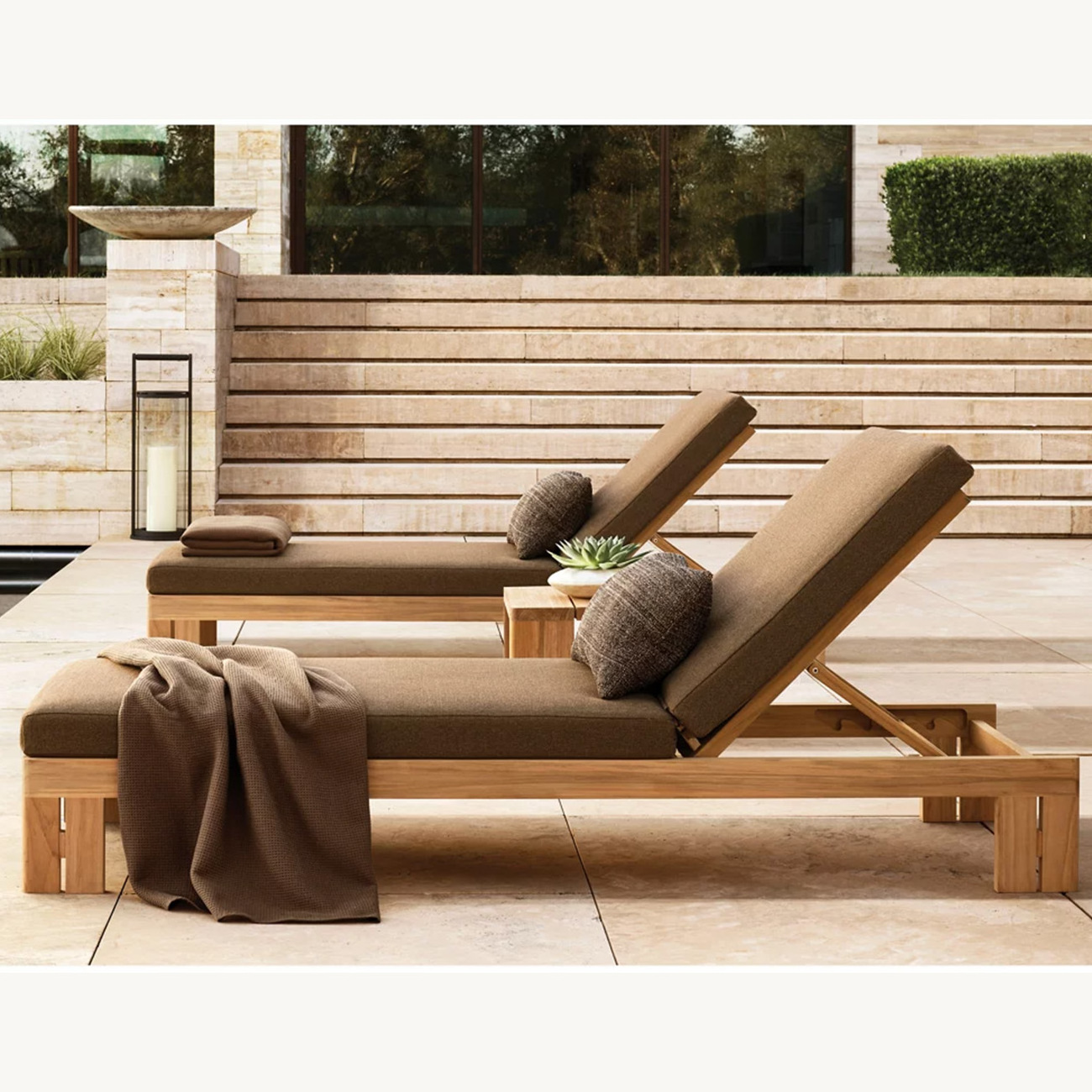 Modern customized garden furniture patio sun lounger outdoor lounge teak wood chaise