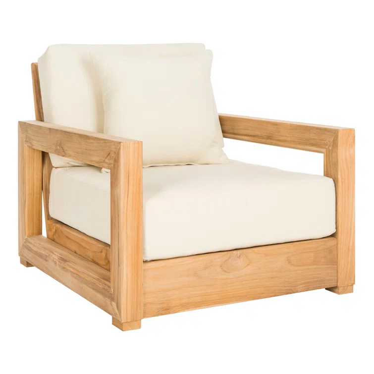 Leisure teak wood sofa chair comfortable outdoor furniture for garden balcony villa