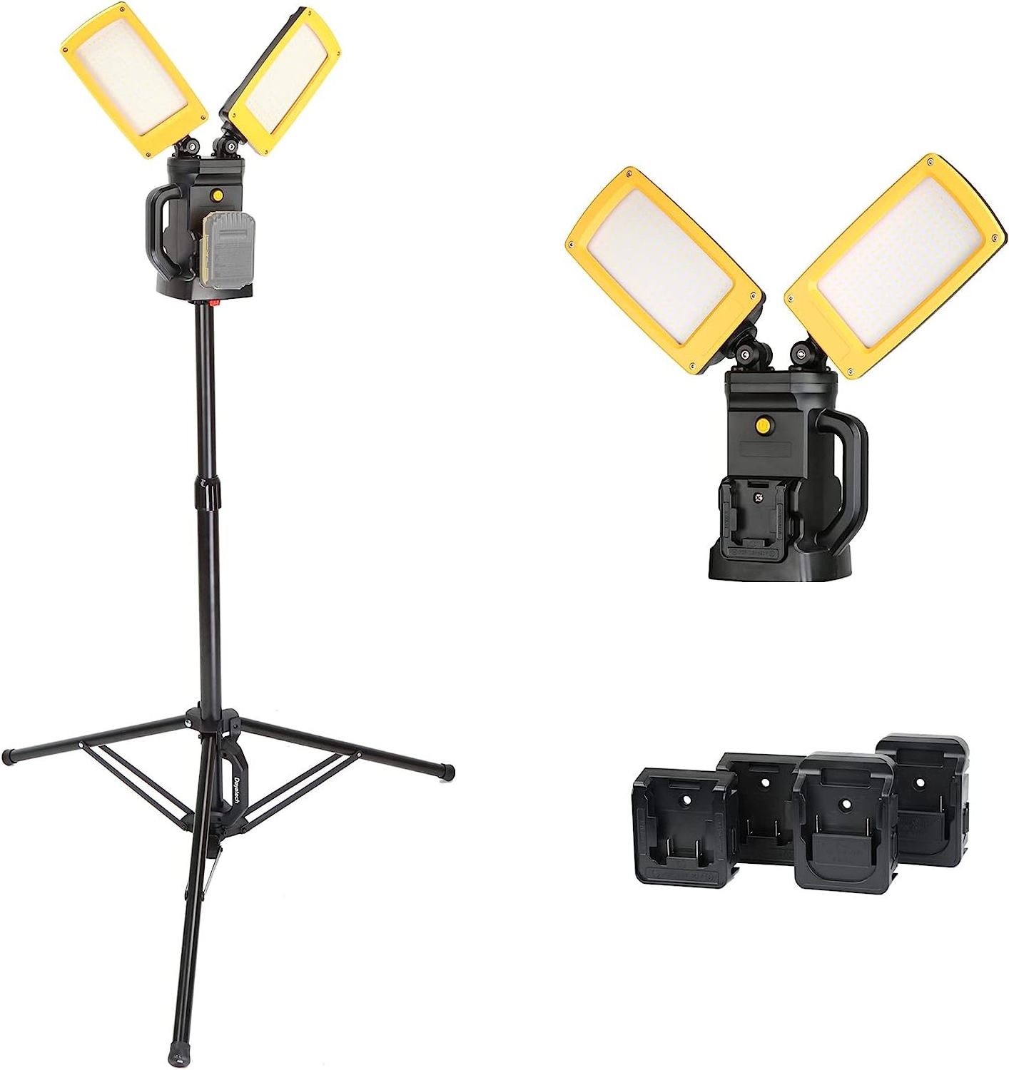 HENGLAI Cordless 12000 Lumen Flood Work Light Detachable Tripod Stand Dewalt Milwaukee Makita Battery Brightness Adjustable