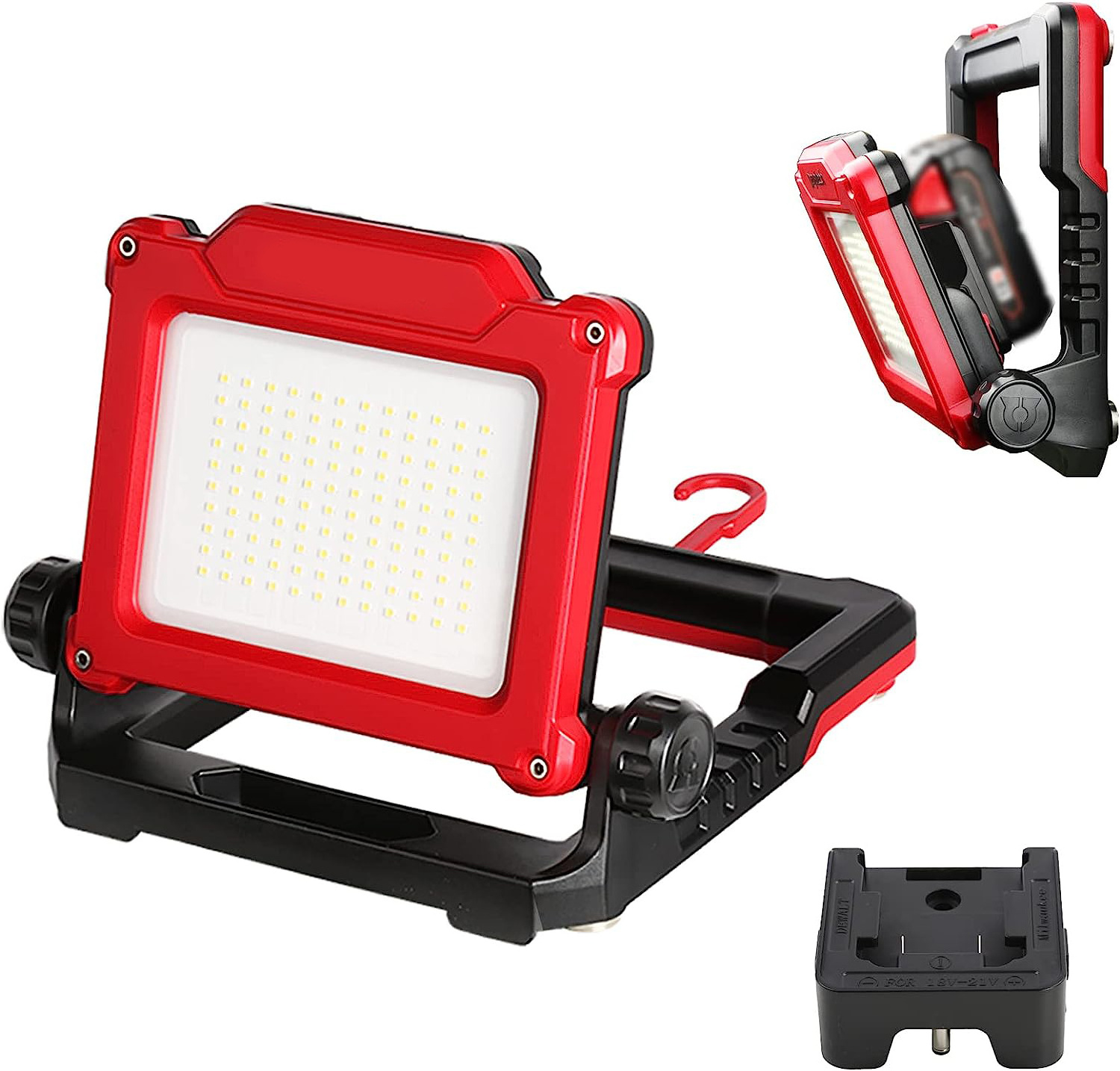 HENGLAI Cordless LED Flood Work Light Compatible with Milwaukee and Dewalt 18-20V Battery USB Port Brightness Adjustable