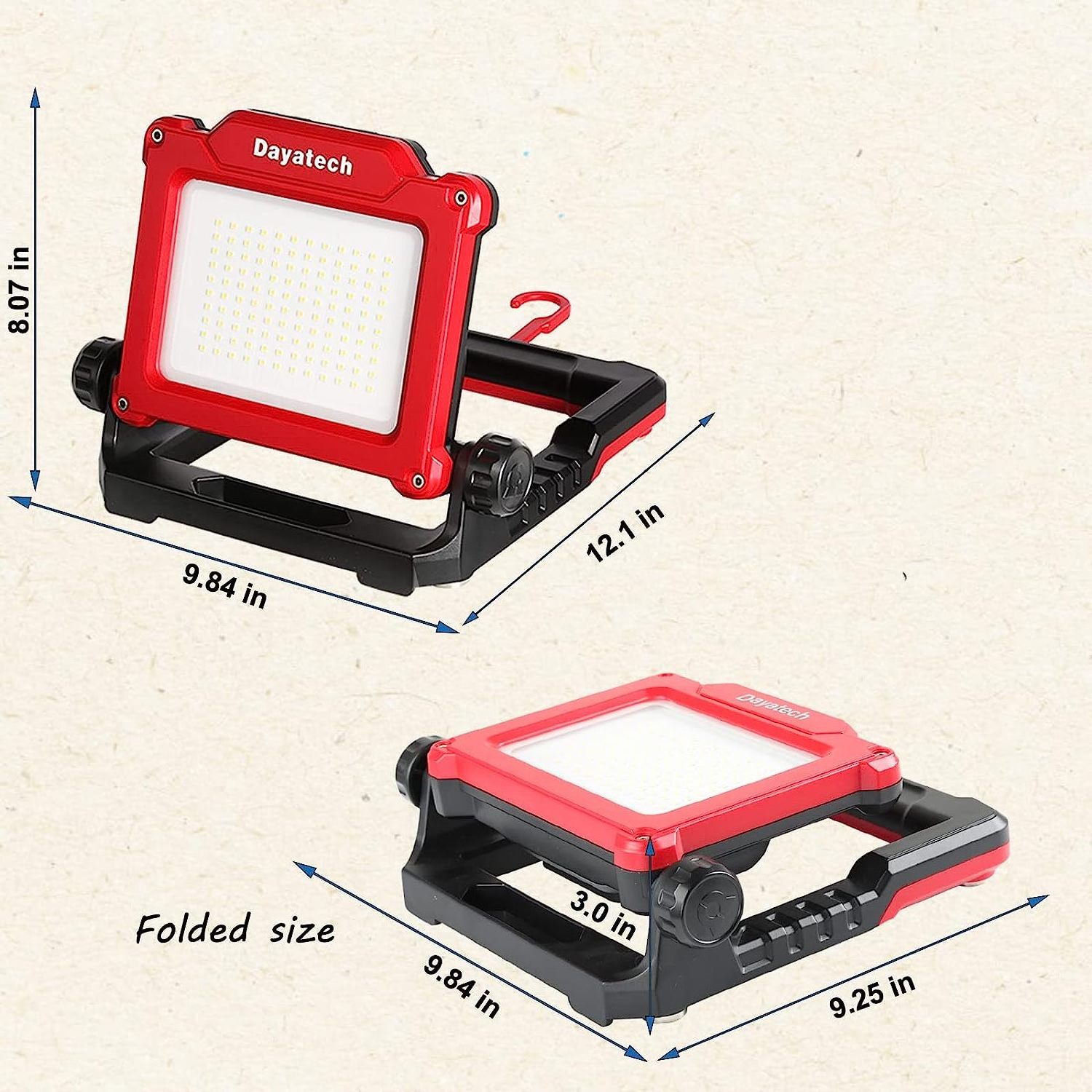 HENGLAI Cordless LED Flood Work Light Compatible with Milwaukee and Dewalt 18-20V Battery USB Port Brightness Adjustable