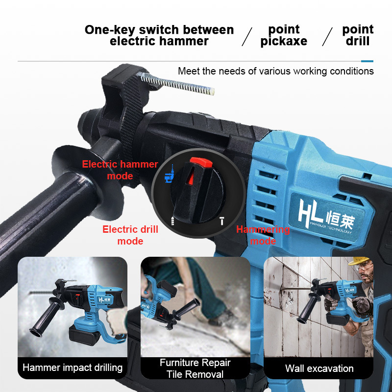 Brushless cordless electric hammer battery charger power tools hammer cordless drill rechargeable for makita drill hammer