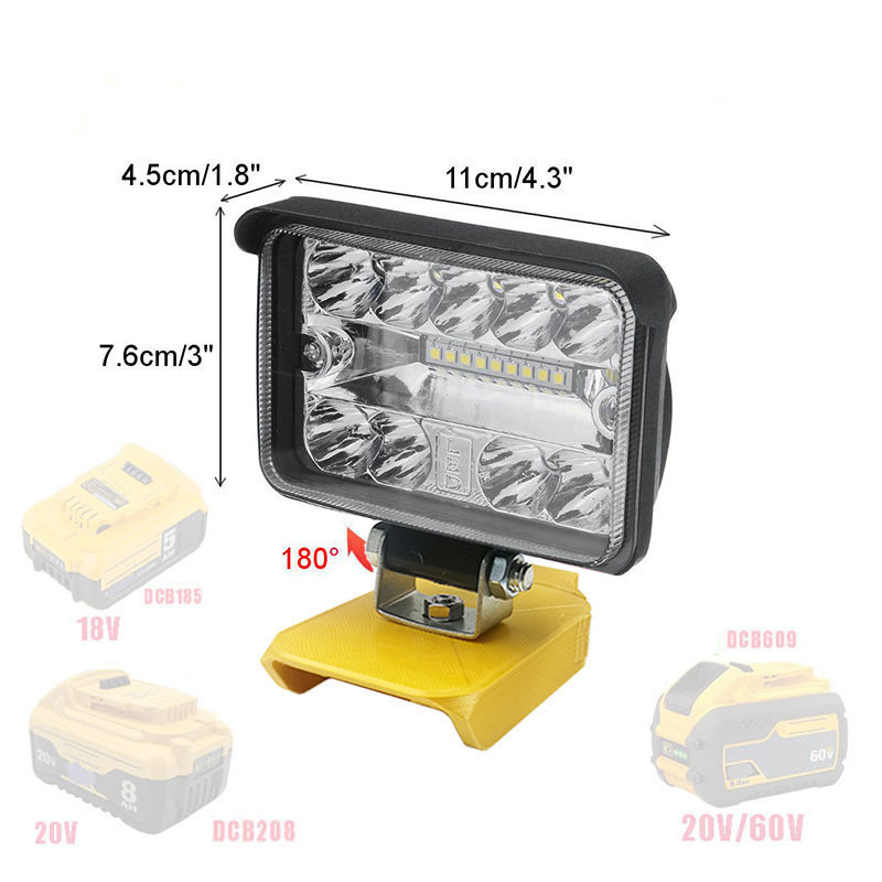 LED Worklight 18W compatible for Dewalt 18v-60v lithium battery tool 15 bead highlighting 900lm industrial De walt work light